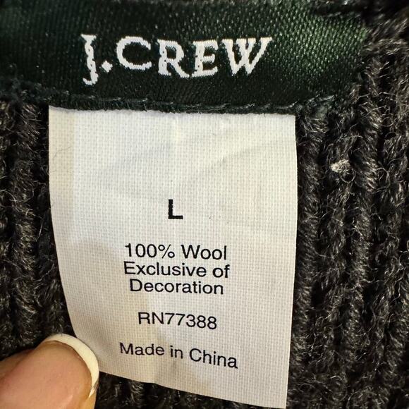 J.Crew 100% Wool Snap Closure Knit Cardigan Black Large Office Career Academia - Picture 3 of 5